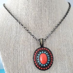 Vintage Stone Pendant  Necklace